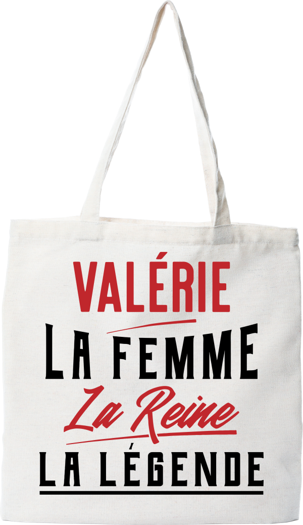 Tote bag coton recycle valerie la femme la reine la legende