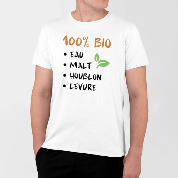 T-Shirt Homme 100% bio eau malt houblon levure