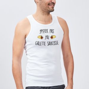 Debardeur Homme J&rsquo;peux pas j&rsquo;ai galette saucisse