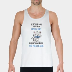 Debardeur Homme Je bosse dur pour mon chat