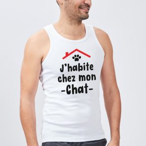 Debardeur Homme J’habite chez mon chat