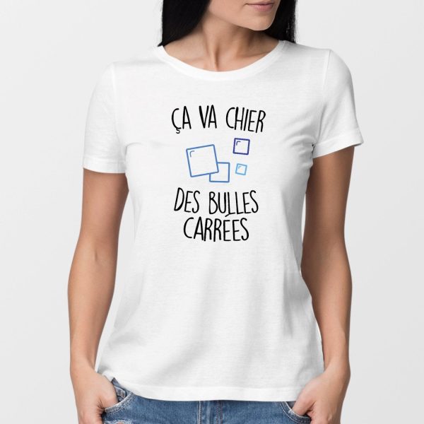 T-Shirt Femme Ca va chier des bulles carrees