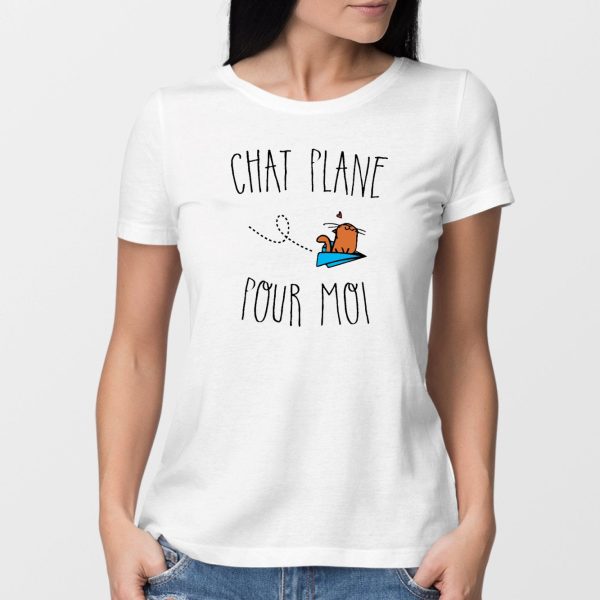 T-Shirt Femme Chat plane pour moi