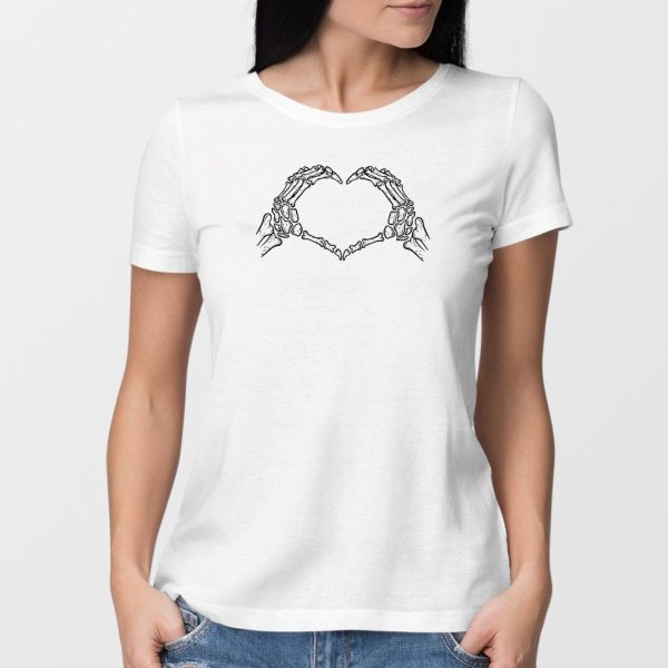 T-Shirt Femme Coeur mains squelette