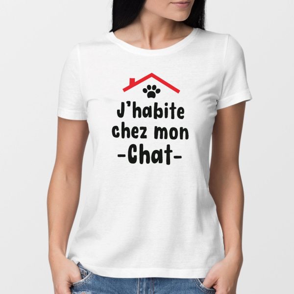 T-Shirt Femme J’habite chez mon chat