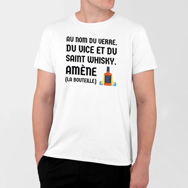 T-Shirt Homme Au nom du verre du vice et du saint whisky