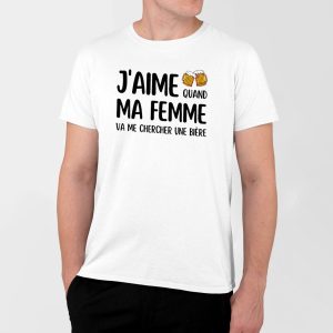 T-Shirt Homme J&rsquo;aime quand ma femme va me chercher une biere