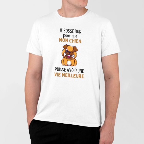 T-Shirt Homme Je bosse dur pour mon chien