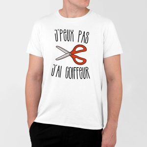 T-Shirt Homme J&rsquo;peux pas j&rsquo;ai coiffeur