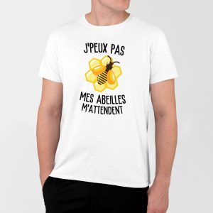 T-Shirt Homme J&rsquo;peux pas mes abeilles m&rsquo;attendent