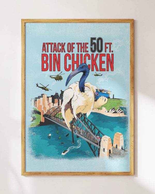 Attack of the 50ft Bin Chicken Art Print