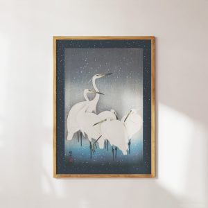 Egrets In Snow Art Print