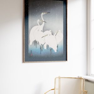Egrets In Snow Art Print