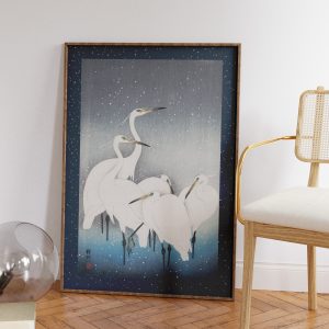 Egrets In Snow Art Print 2 Egrets In Snow Art Print 3