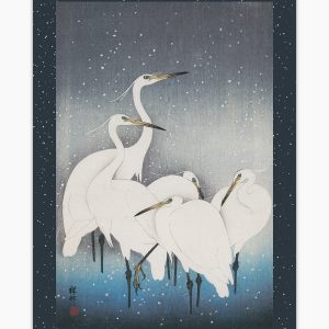 Egrets In Snow Art Print 3 Egrets In Snow Art Print 4