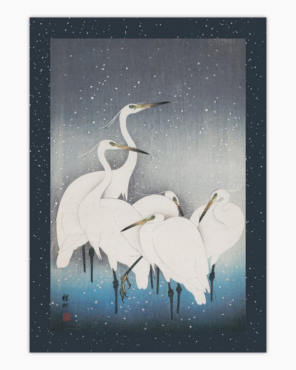 Egrets In Snow Art Print