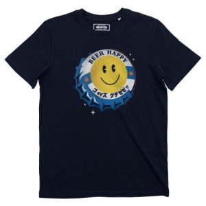T-shirt Maneki Sourire – Smiley et Chat Japonais de la Chance T-shirt Maneki Sourire – Smiley et Chat Japonais de la Chance