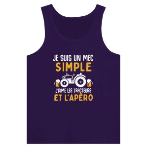 Debardeur Agriculteur Je suis un mec simple j&rsquo;aime les tracteurs et l&rsquo;apero