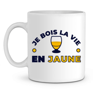 Mug Pastis Je bois la vie en jaune Mug Pastis Je bois la vie en jaune