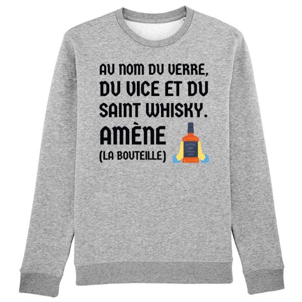 Sweat Adulte Au nom du verre du vice et du saint whisky