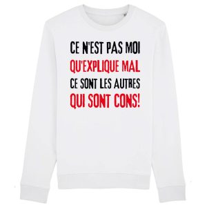 Sweat Adulte Ce n’est pas moi qui explique mal Sweat Adulte Ce n’est pas moi qui explique mal