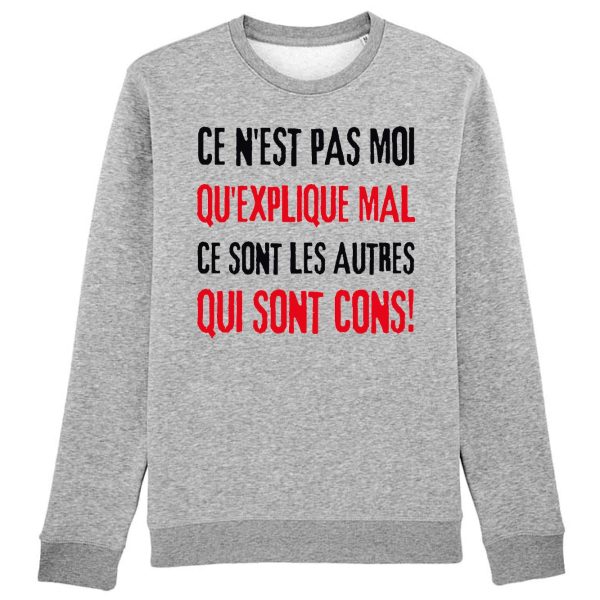 Sweat Adulte Ce n’est pas moi qui explique mal