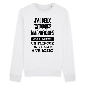 Sweat Adulte J’ai deux filles magnifique