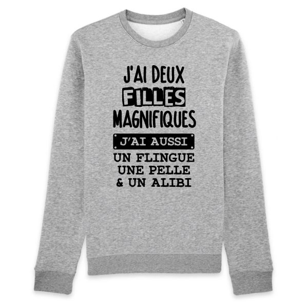 Sweat Adulte J’ai deux filles magnifique