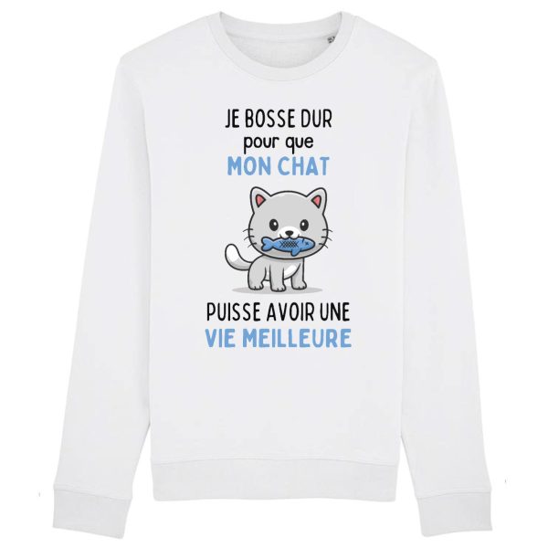 Sweat Adulte Je bosse dur pour mon chat