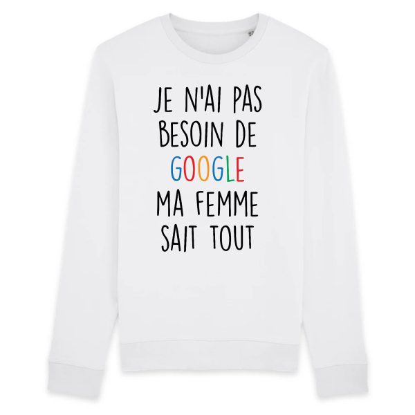 Sweat Adulte Je n’ai pas besoin de Google