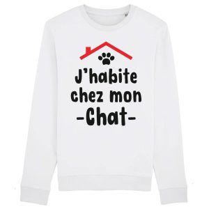 Sweat Adulte J’habite chez mon chat Sweat Adulte J’habite chez mon chat