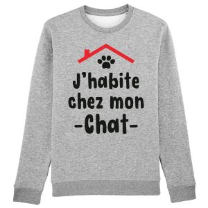 Sweat Adulte J’habite chez mon chat