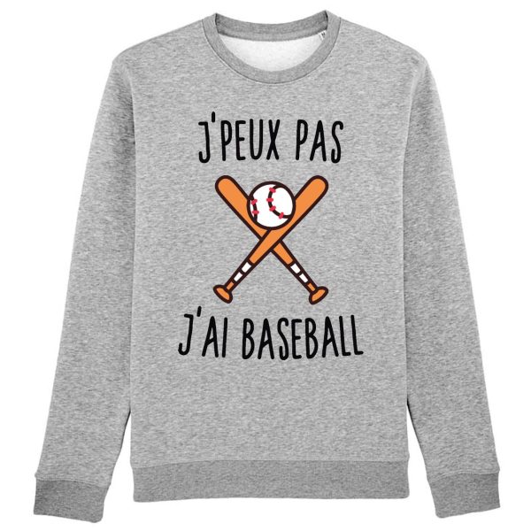 Sweat Adulte J’peux pas j’ai baseball