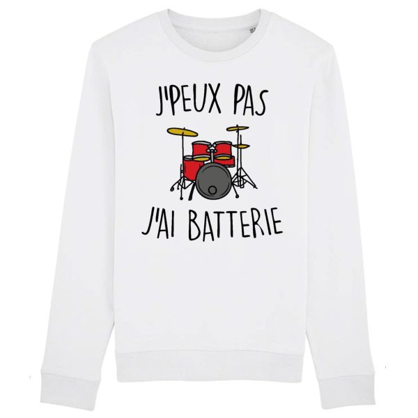 Sweat Adulte J’peux pas j’ai batterie