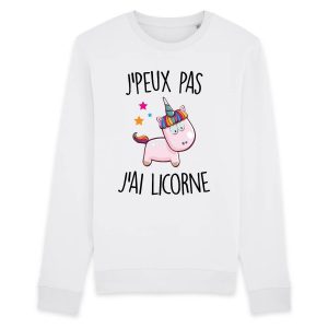 Sweat Adulte J’peux pas j’ai licorne