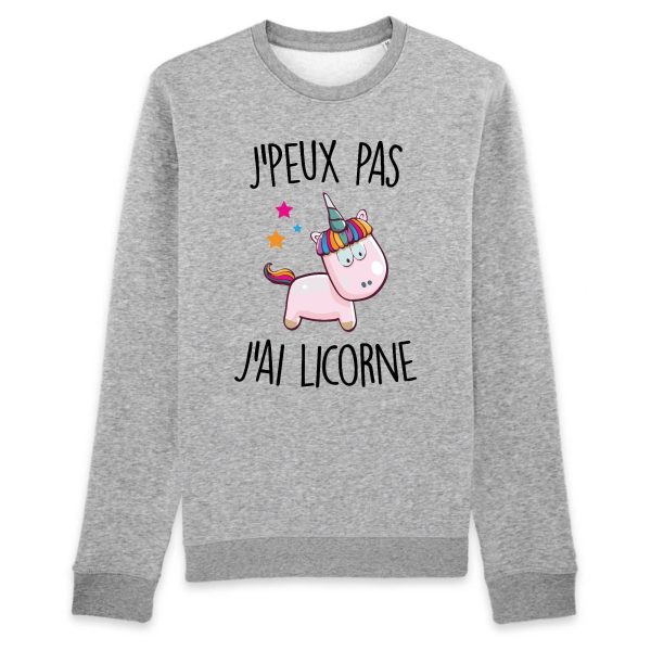 Sweat Adulte J’peux pas j’ai licorne