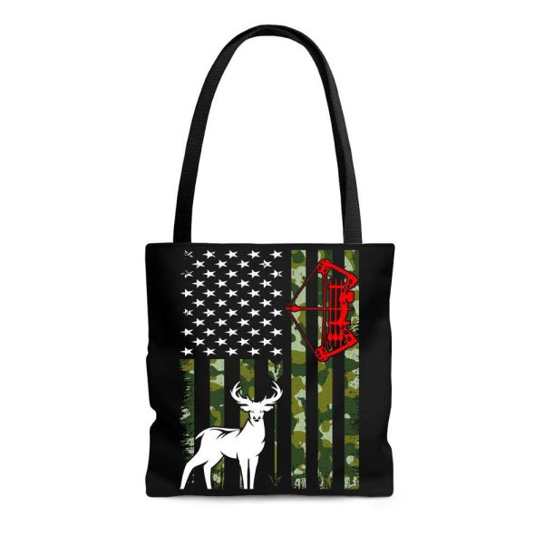 Buck Deer Hunting American Flag Camouflage Tote Bag