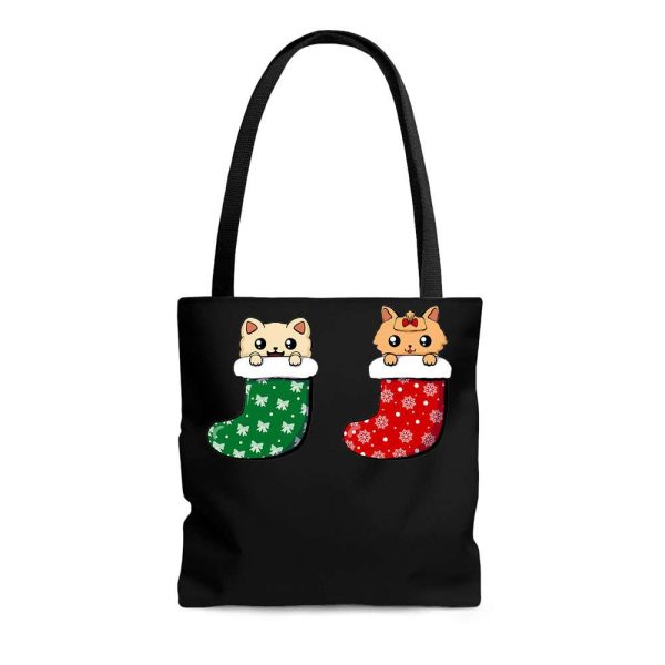 Cute Cat Christmas Socks Tote Bag