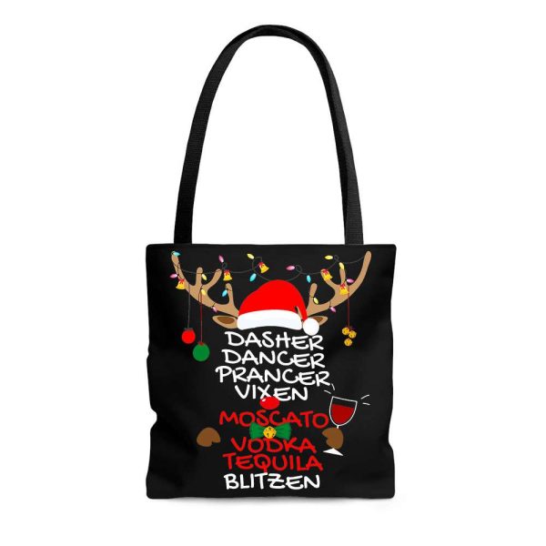 Dasher Dancer Prancer Vixen Moscato Vodka Tequila Blitzen Christmas Tote Bag