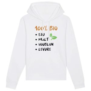 Sweat Capuche Adulte 100 bio eau malt houblon levure