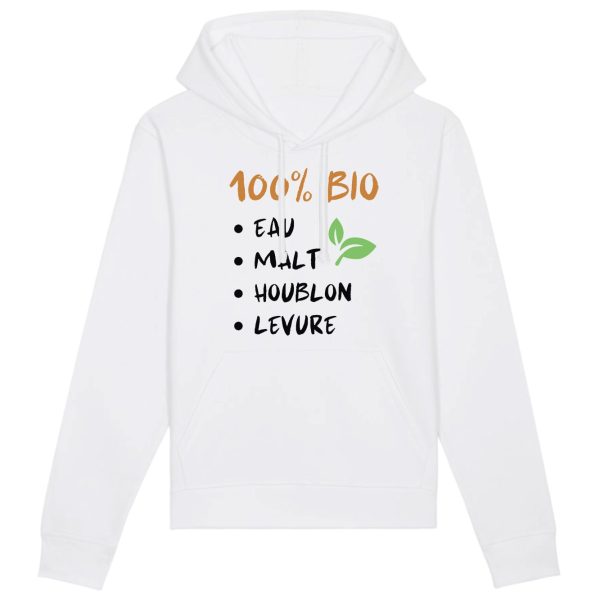 Sweat Capuche Adulte 100 bio eau malt houblon levure