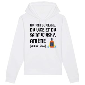 Sweat Capuche Adulte Au nom du verre du vice et du saint whisky