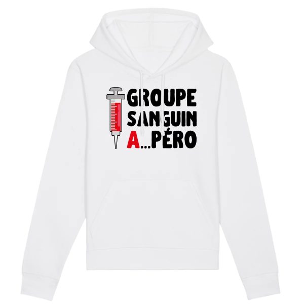 Sweat Capuche Adulte Groupe sanguin Apero