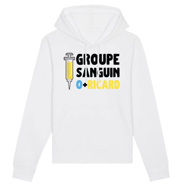 Sweat Capuche Adulte Groupe sanguin O + Ricard