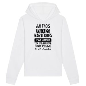 Sweat Capuche Adulte J’ai trois filles magnifiques