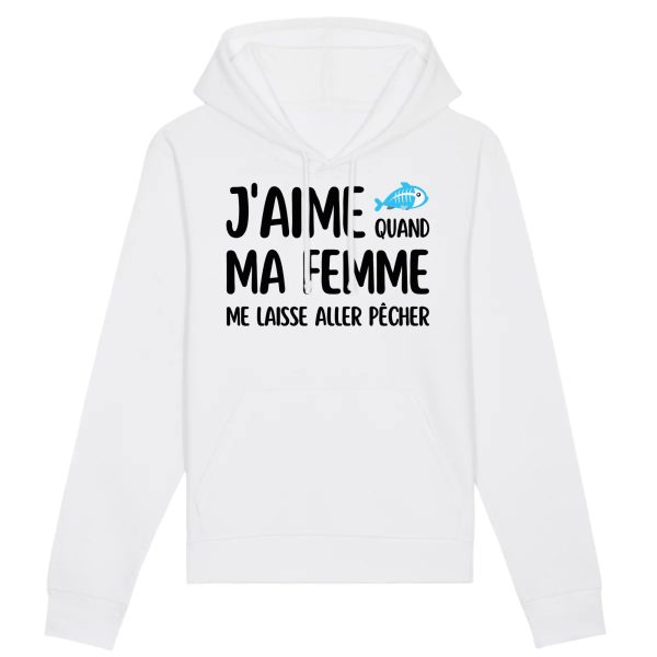 Sweat Capuche Adulte J’aime quand ma femme me laisse aller pecher