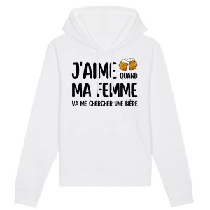 Sweat Capuche Adulte J’aime quand ma femme va me chercher une biere