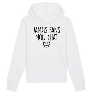 Sweat Capuche Adulte Jamais sans mon chat