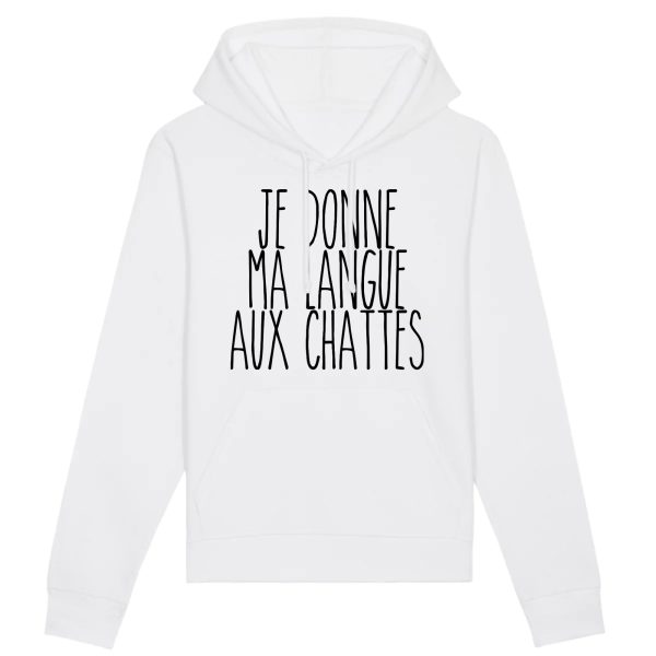 Sweat Capuche Adulte Je donne ma langue aux chattes