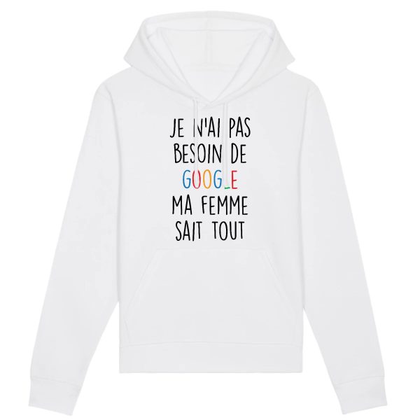 Sweat Capuche Adulte Je n’ai pas besoin de Google